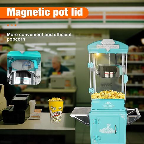 ماكينة صنع الفشار بسعة 8 أونصة مع عربة (وردي) - صانع الفشار العتيق - تشغيل بلمسة واحدة، تصنع ما يصل إلى 30 كوبًا لليالي الأفلام والحفلات والمناسبات in Kuwait