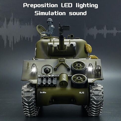 Henglong 1:16 US M4A3 Sherman RC دبابة قتال رئيسية، 2.4 جيجا هرتز للتحكم عن بعد خزان معدني للبالغين لعبة نموذجية (نسخة احترافية) in Saudi Arabia