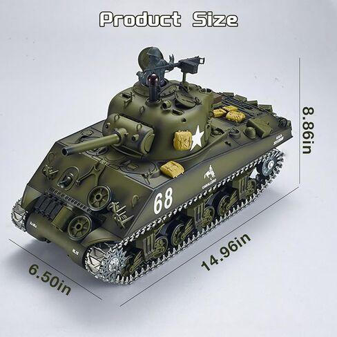 Henglong 1:16 US M4A3 Sherman RC دبابة قتال رئيسية، 2.4 جيجا هرتز للتحكم عن بعد خزان معدني للبالغين لعبة نموذجية (نسخة احترافية) in Saudi Arabia