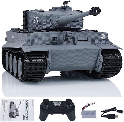 POCO DIVO German Tiger I دبابة ثقيلة، 1/24 الأشعة تحت الحمراء القتالية Panzer RTR 2.4 جيجا هرتز RC مركبة مدرعة، Taigen 3841-11-M الإصدار الأوسط القياسي بدون طلاء، نموذج عسكري للارتداد الصوتي للحرب العالمية الثانية، رمادي in Kuwait