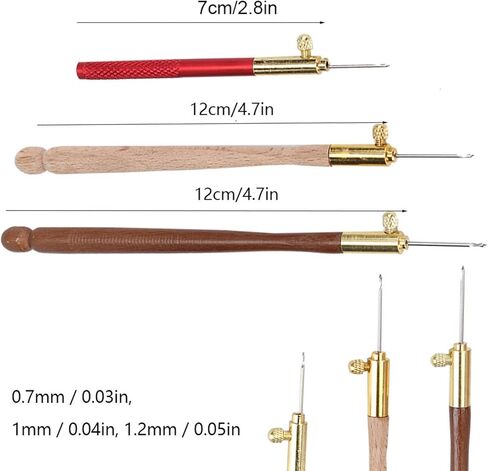 3 قطع من أدوات تامبور من Kodrily، خطافات كروشيه مطرزة بمقبض خشبي من الفولاذ المقاوم للصدأ مع 9 إبر، مجموعة خطافات تامبور، أداة خياطة يدوية بخطاف تامبور فرنسي للترتر والخرز in Kuwait