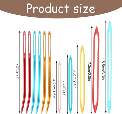 11 PCS Yarn Needle, Large Eye Tapestry Needle Assorted Crochet Needles Multi Sizes Darning Needles for Thick Yarn Knitting Finishing, Plastic & Metal in Kuwait