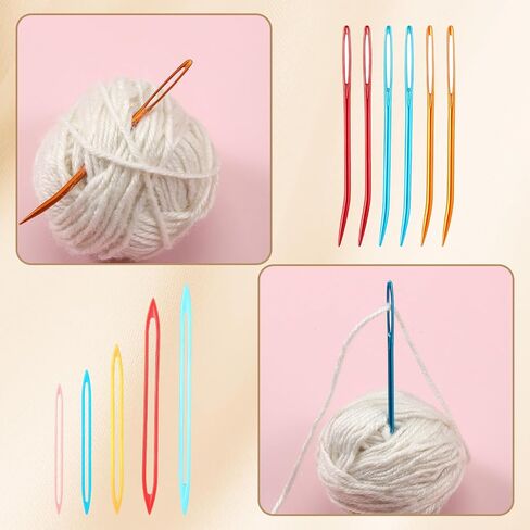 11 PCS Yarn Needle, Large Eye Tapestry Needle Assorted Crochet Needles Multi Sizes Darning Needles for Thick Yarn Knitting Finishing, Plastic & Metal in Kuwait