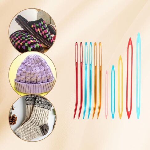 11 PCS Yarn Needle, Large Eye Tapestry Needle Assorted Crochet Needles Multi Sizes Darning Needles for Thick Yarn Knitting Finishing, Plastic & Metal in Kuwait