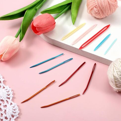 11 PCS Yarn Needle, Large Eye Tapestry Needle Assorted Crochet Needles Multi Sizes Darning Needles for Thick Yarn Knitting Finishing, Plastic & Metal in Kuwait