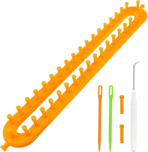AYLIFU Rectangular Weaving Machine Hook-Knit Set Weaving Hook with Crochet Yellow 36cm/14.17inch for DIY Scarf Shawl and Blanket handicrafts 1 Set in Saudi Arabia