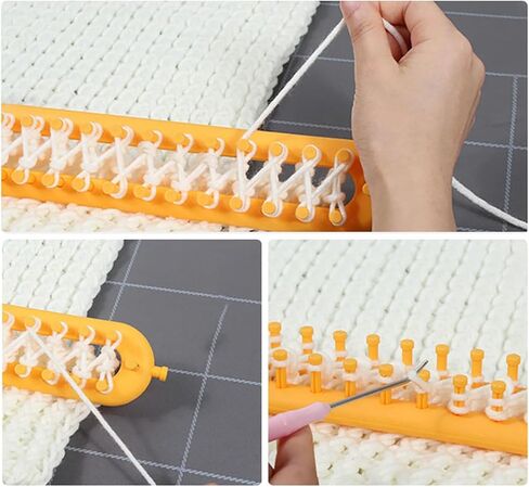 AYLIFU Rectangular Weaving Machine Hook-Knit Set Weaving Hook with Crochet Yellow 36cm/14.17inch for DIY Scarf Shawl and Blanket handicrafts 1 Set in Saudi Arabia