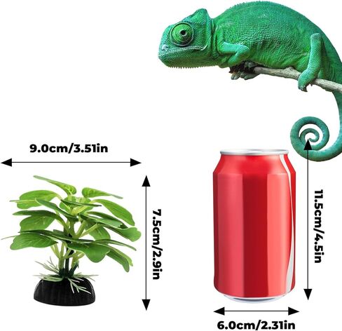 Bearded Dragon Accessories, 2 Pack Reptile Bowl for Feeding and 1 Artificial Plant Decor, Aquarium Habitat Decoration Set for Bearded Dragon, Gecko, Tortoise, Snake, Frog, Other Small Reptile in Saudi Arabia