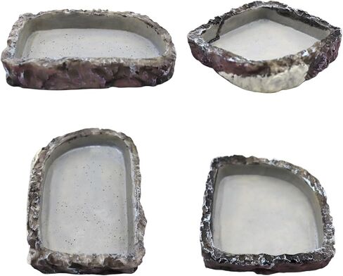 Bearded Dragon Accessories, 2 Pack Reptile Bowl for Feeding and 1 Artificial Plant Decor, Aquarium Habitat Decoration Set for Bearded Dragon, Gecko, Tortoise, Snake, Frog, Other Small Reptile in Saudi Arabia
