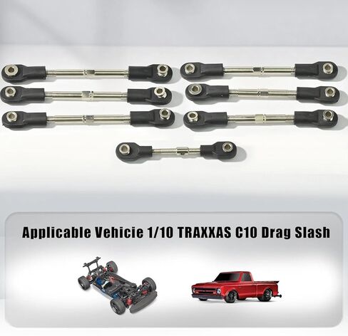 7 قطع من وصلات أصابع القدم الفولاذية لـ Traxxas 1/10 Drag Slash شيفروليه C10 Ford Mustang Bandit XL-5، يستبدل 2445، شدادات قابلة للتعديل in Saudi Arabia