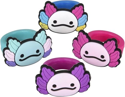 Axolotl Rubber Rings | 36 PC Axolotol Favors Toys Party Favor Dress Up in Saudi Arabia