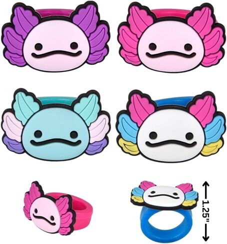 Axolotl Rubber Rings | 36 PC Axolotol Favors Toys Party Favor Dress Up in Saudi Arabia
