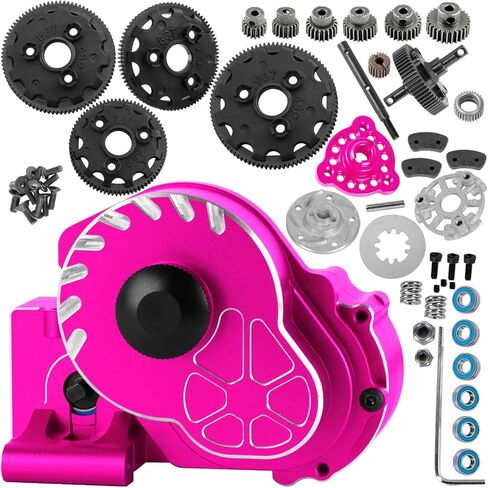 علبة تروس علبة نقل الحركة RC مع جزء ترقيات تروس Spur لـ 1/10 Slash/Rustler/Stampede/Bandit 2WD (VXL) Drag Slash/Bigfoot، صندوق التروس الألومنيوم BRCatWPark يقفز لأعلى، استبدال #9495، وردي in Kuwait