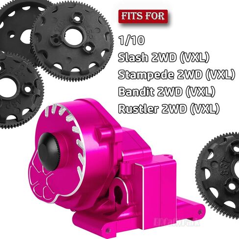 علبة تروس علبة نقل الحركة RC مع جزء ترقيات تروس Spur لـ 1/10 Slash/Rustler/Stampede/Bandit 2WD (VXL) Drag Slash/Bigfoot، صندوق التروس الألومنيوم BRCatWPark يقفز لأعلى، استبدال #9495، وردي in Kuwait
