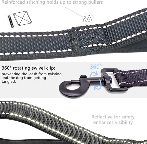 Short Dog Leash for Training, Heavy Duty Traffic Leashes for Safety Control Behavior Correction Hiking Backup for Large, Medium Dogs,Padded Handle,Black in Saudi Arabia