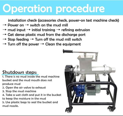 BEILOCKERY Clay Mixer Pug Mill Extruder، 1500W 330LB/H ماكينة سيراميك، 110V/220V خلاط طين من الفولاذ المقاوم للصدأ مع منفذ 2.4 بوصة ومحول للفخار، حرفة السيراميك in Kuwait