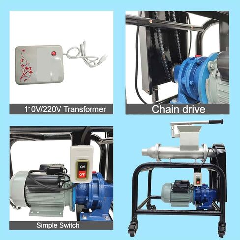 BEILOCKERY Clay Mixer Pug Mill Extruder، 1500W 330LB/H ماكينة سيراميك، 110V/220V خلاط طين من الفولاذ المقاوم للصدأ مع منفذ 2.4 بوصة ومحول للفخار، حرفة السيراميك in Kuwait