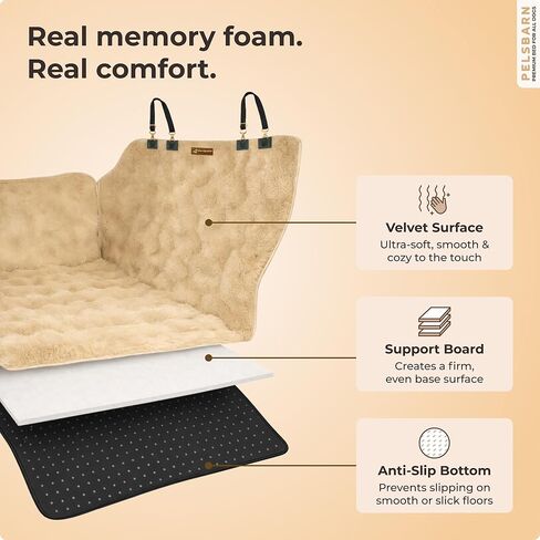 Pelsbarn Luxurious Full Backseat Protector for Dogs with Calming Blanket - Waterproof Pet Hammock Machine Washable (Beige) in Saudi Arabia