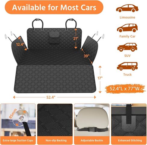Simple Trending SUV Cargo Liner for Dogs, Waterproof Dog Car Seat Cover Mat for SUVs Sedans Vans, Universal Fit Pet Trunk Cover with Non-Slip Bumper Flap Protector, Black in Saudi Arabia