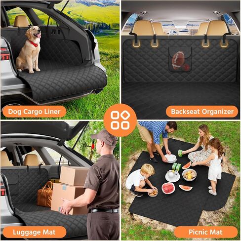Simple Trending SUV Cargo Liner for Dogs, Waterproof Dog Car Seat Cover Mat for SUVs Sedans Vans, Universal Fit Pet Trunk Cover with Non-Slip Bumper Flap Protector, Black in Saudi Arabia