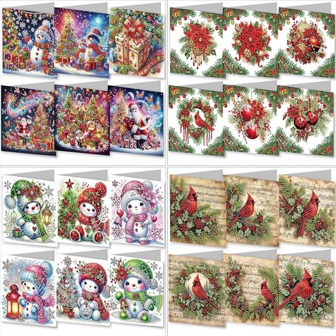 مجموعة بطاقات التهنئة الماسية لعيد الميلاد DIY، 5D DIY Diamond Art Painting بطاقة تهنئة بنمط عيد الميلاد، مجموعات صنع بطاقات عيد الميلاد DIY لأصدقاء العائلة هدية مصنوعة يدويًا - #05-Elk in Kuwait