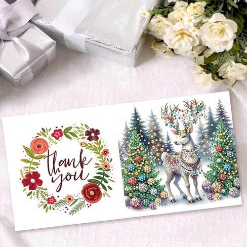 مجموعة بطاقات التهنئة الماسية لعيد الميلاد DIY، 5D DIY Diamond Art Painting بطاقة تهنئة بنمط عيد الميلاد، مجموعات صنع بطاقات عيد الميلاد DIY لأصدقاء العائلة هدية مصنوعة يدويًا - #05-Elk in Saudi Arabia