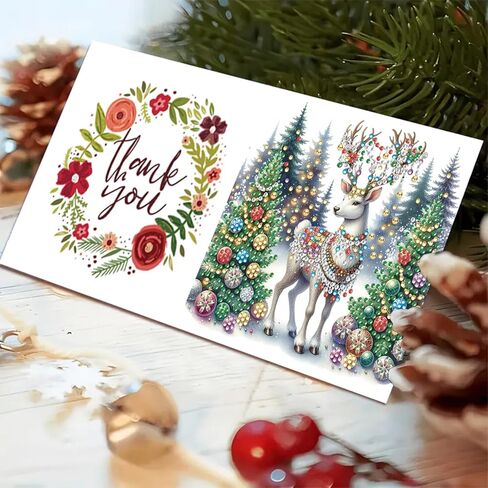 مجموعة بطاقات التهنئة الماسية لعيد الميلاد DIY، 5D DIY Diamond Art Painting بطاقة تهنئة بنمط عيد الميلاد، مجموعات صنع بطاقات عيد الميلاد DIY لأصدقاء العائلة هدية مصنوعة يدويًا - #05-Elk in Saudi Arabia