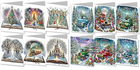 مجموعة بطاقات التهنئة الماسية لعيد الميلاد DIY، 5D DIY Diamond Art Painting بطاقة تهنئة بنمط عيد الميلاد، مجموعات صنع بطاقات عيد الميلاد DIY لأصدقاء العائلة هدية مصنوعة يدويًا - #05-Elk in Saudi Arabia