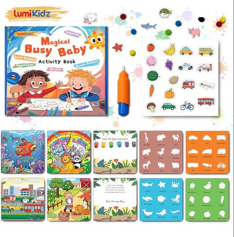 كتاب رسم مائي قابل لإعادة الاستخدام 3 في 1 للأطفال - لعبة تعليمية لمرحلة ما قبل المدرسة مع 10 موضوعات - لعبة تلوين المياه وفرز الألوان - رسم بدون فوضى ومتعة قابلة لإعادة الاستخدام للأعمار من 3 سنوات فما فوق in Kuwait