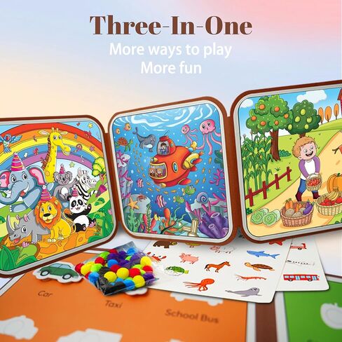 كتاب رسم مائي قابل لإعادة الاستخدام 3 في 1 للأطفال - لعبة تعليمية لمرحلة ما قبل المدرسة مع 10 موضوعات - لعبة تلوين المياه وفرز الألوان - رسم بدون فوضى ومتعة قابلة لإعادة الاستخدام للأعمار من 3 سنوات فما فوق in Kuwait