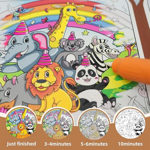 كتاب رسم مائي قابل لإعادة الاستخدام 3 في 1 للأطفال - لعبة تعليمية لمرحلة ما قبل المدرسة مع 10 موضوعات - لعبة تلوين المياه وفرز الألوان - رسم بدون فوضى ومتعة قابلة لإعادة الاستخدام للأعمار من 3 سنوات فما فوق in Kuwait