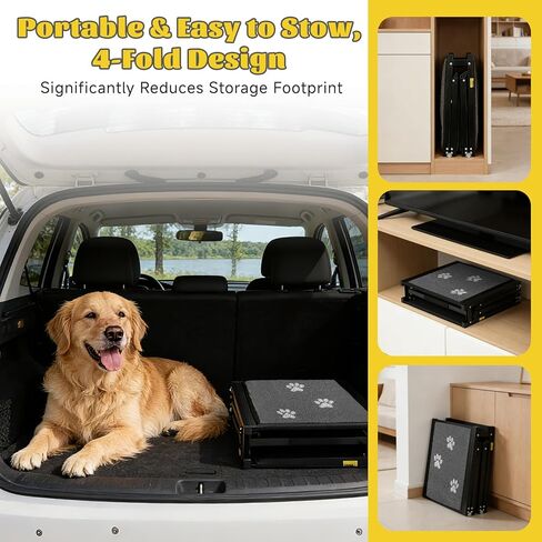 منحدر للكلاب للسيارة بطول 63 بوصة و17 بوصة منحدرات محمولة للكلاب الكبيرة سطح سجادة غير قابلة للانزلاق وخطوات واسعة للغاية لسيارة الدفع الرباعي والشاحنات منحدر للكلاب قابل للطي يدعم ما يصل إلى 250 رطلاً in Kuwait