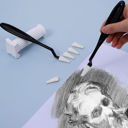 قطعتان من جذوع مزج الورق الفنية، أداة تشذيب رسم قابلة للغسل، نوعان من الرأس، 20 منديل إسفنجي بديل، أدوات رسم تخطيطية مثالية للتظليل والتظليل وتصحيح الرسم in Kuwait