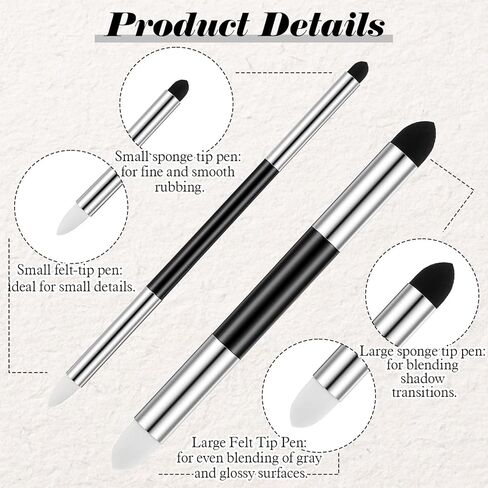 6 PCS Artist Blending Sponge Pen, Double Headed Washable Rubbing Sponge Brush Dual Tip Oil Pastel Blending Tools for Sketching, Drawing, and Highlighting in Saudi Arabia