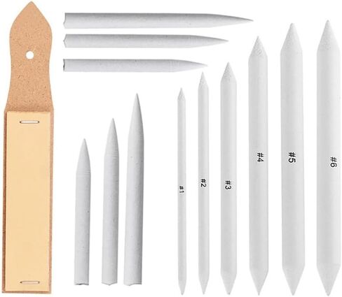 13pcs Blending Stumps and Tortillions Paper Art Blenders with Sandpaper Pencil Sharpener Pointer for Student Artist Charcoal Sketch Drawing Tools in Saudi Arabia
