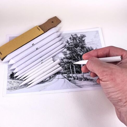 13pcs Blending Stumps and Tortillions Paper Art Blenders with Sandpaper Pencil Sharpener Pointer for Student Artist Charcoal Sketch Drawing Tools in Saudi Arabia