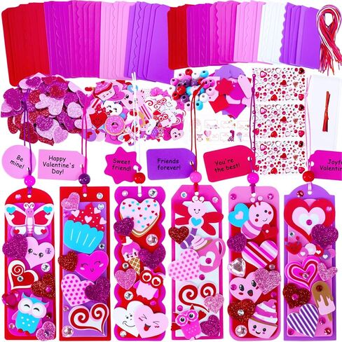 Winlyn 36 مجموعات من زخارف عيد الحب DIY على شكل قلب من الإشارات المرجعية لعيد الحب، مجموعات حرفية من الفوم الفارغة مع ملصقات إسفنجية لعيد الحب لأنشطة الفصول الدراسية للأطفال، هدايا الحفلات، تبادل الهدايا in Kuwait