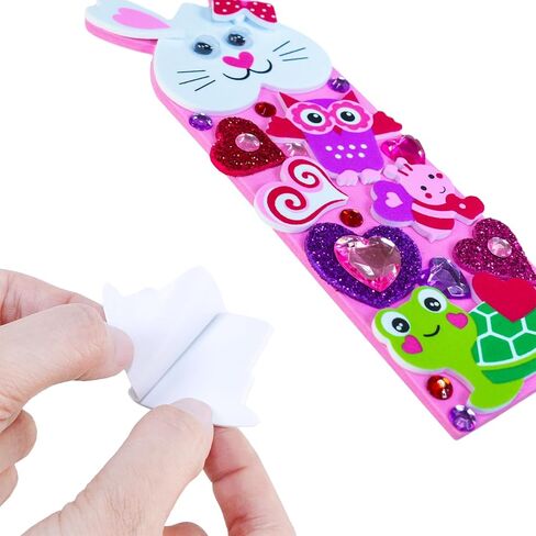 Winlyn 32 Sets Valentine's Day Decorations DIY Heart Animal Bookmarks Valentine Craft Kits Blank Foam Bookmarks with Hearts Stickers for Kids Classroom Activities Reading Party Favors Gift Exchange in Saudi Arabia