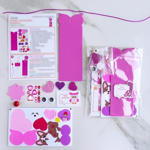 Winlyn 32 Sets Valentine's Day Decorations DIY Heart Animal Bookmarks Valentine Craft Kits Blank Foam Bookmarks with Hearts Stickers for Kids Classroom Activities Reading Party Favors Gift Exchange in Saudi Arabia