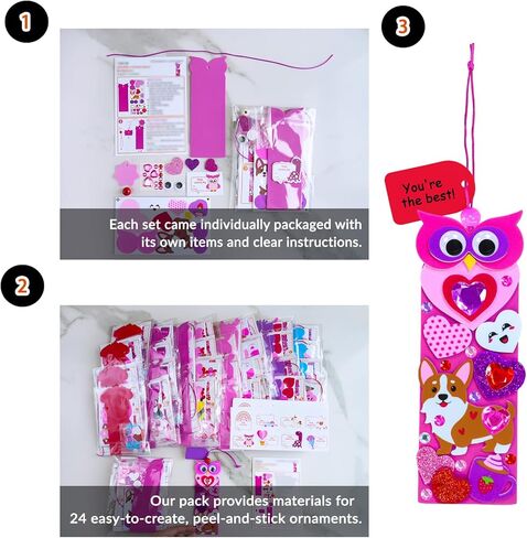 Winlyn 32 Sets Valentine's Day Decorations DIY Heart Animal Bookmarks Valentine Craft Kits Blank Foam Bookmarks with Hearts Stickers for Kids Classroom Activities Reading Party Favors Gift Exchange in Saudi Arabia