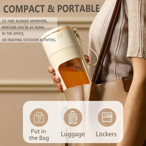 Portable Blender for Shakes and Smoothies, 12OZ Personal Size Blenders with 10 Stainless Blades, Mini Blender Cup for Kitchen, Office, Gym, USB-C Rechargeable, Travel Lid, Licuadora Portatil in Saudi Arabia
