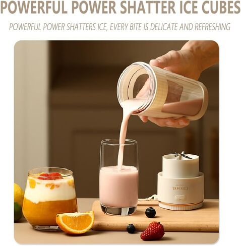 Portable Blender for Shakes and Smoothies, 12OZ Personal Size Blenders with 10 Stainless Blades, Mini Blender Cup for Kitchen, Office, Gym, USB-C Rechargeable, Travel Lid, Licuadora Portatil in Saudi Arabia