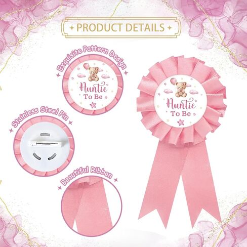 دبوس شارة Baby Bear Auntie to Be Tinplate، الدب أفضل عمة على الإطلاق، زر كشف الجنس للنساء، عمة روزيت وردية لتكون جائزة الشريط، هدايا لحفلات استقبال المولود الجديد بطابع الدب in Kuwait