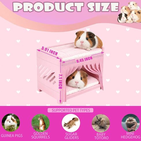 Guinea Pig Bunk Bed with 2 Mats & Tassel Curtains Double-Deck Small Animal Hideout Sleep Loft for Guinea Pigs & Other Small Pets Washable Cushions, Non-Toxic, Easy Clean in Kuwait