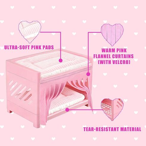 Guinea Pig Bunk Bed with 2 Mats & Tassel Curtains Double-Deck Small Animal Hideout Sleep Loft for Guinea Pigs & Other Small Pets Washable Cushions, Non-Toxic, Easy Clean in Kuwait