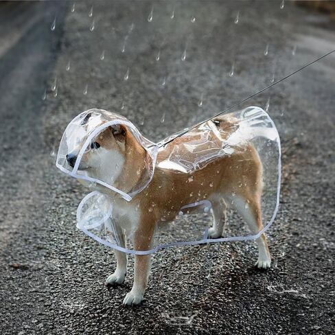 Pet Raincoats, Portable Transparent Dog Rain Coat, Puppy Raincoat with Poncho Hood for Outdoor(L) in Saudi Arabia