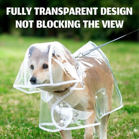 Pet Raincoats, Portable Transparent Dog Rain Coat, Puppy Raincoat with Poncho Hood for Outdoor(L) in Saudi Arabia