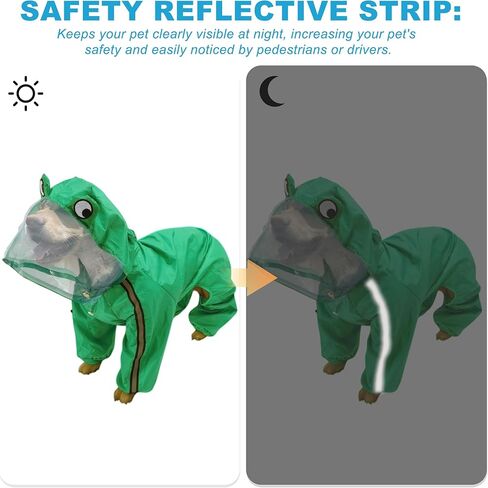 Generic معطف واق من المطر للحيوانات الأليفة مع شريط عاكس مقاس 2XL أخضر 1 قطعة in Kuwait