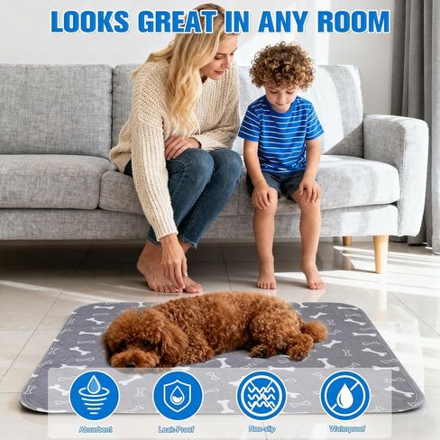 وسادات تبول PuppyPad، وسادات جرو قابلة لإعادة الاستخدام مع الفيرومونات، وسادات تدريب متينة للحيوانات الأليفة مانعة للتسرب ومضادة للانزلاق للاستخدام الداخلي للكلاب (متوسطة 28 بوصة × 32 بوصة) in Kuwait