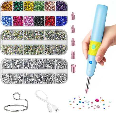أداة وضع حجر الراين للإصلاح العاجل اللاسلكي من PeakLuv، مجموعة Bedazzler مع وظيفة التقاط الفراغ، عصا تثبيت ساخنة قابلة للتعديل للملابس والنسيج والحرف اليدوية، 5 نصائح و3024 قطعة من أحجار الراين in Kuwait